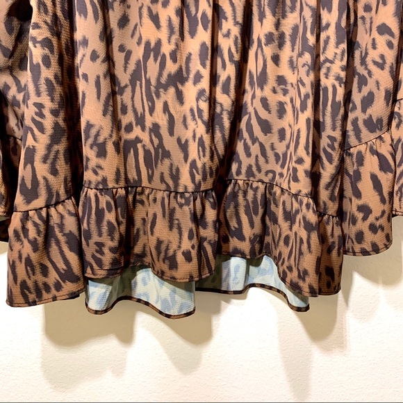 POSH BOUTIQUE BROWN BLACK RUFFLED LEOPARD PRINT BLOUSE NEW WITH TAG - Picture 6 of 12